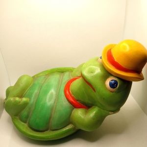 Rare Vintage Signed Kitschy Ceramic Turtle Gare Inc 1977 Handpainted
